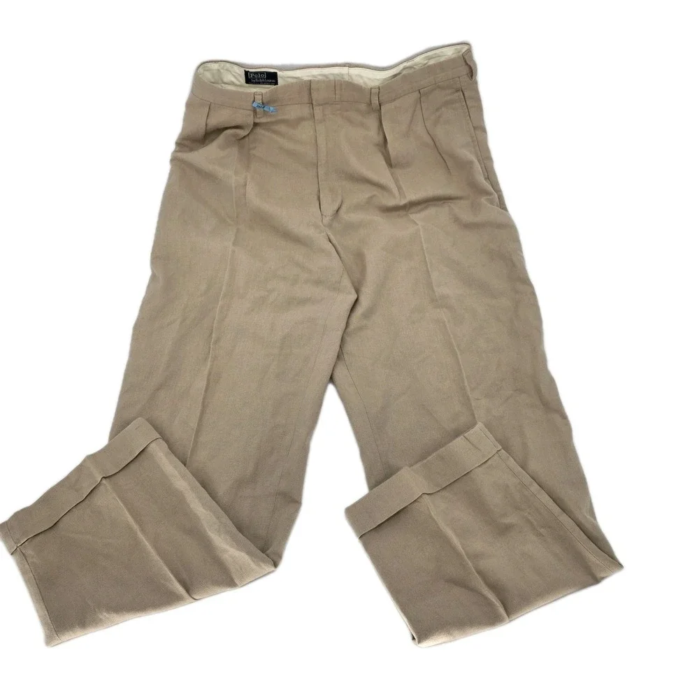 Vintage Polo Ralph Lauren Linen Blend Pleated Pants‎ 36x30 USA Trousers 90s